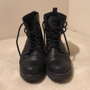 Little Burgundy black combat boots